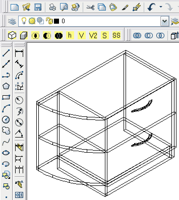 At this picture you can see sample furniture model designed by AutoCAD